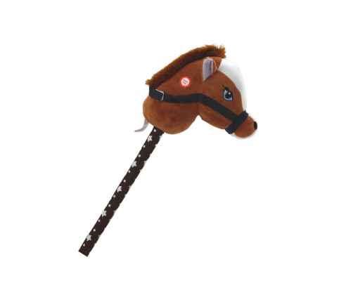 Plush Horse Head On A Stick Hobby Horse Dark Brown Shorthair Horse sounds