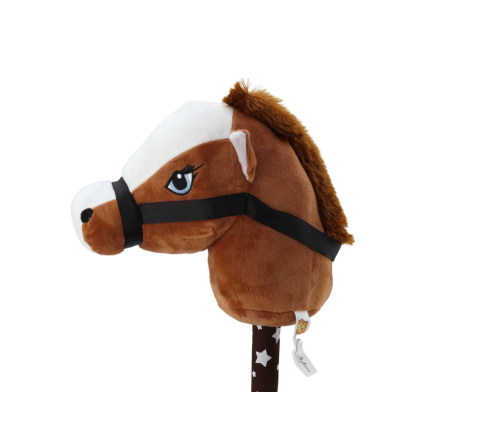 Plush Horse Head On A Stick Hobby Horse Dark Brown Shorthair Horse sounds