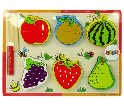 Wooden Fruit Chopping Set 6 Pieces Strawberry Pear Grape