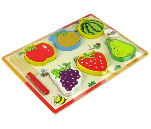 Wooden Fruit Chopping Set 6 Pieces Strawberry Pear Grape