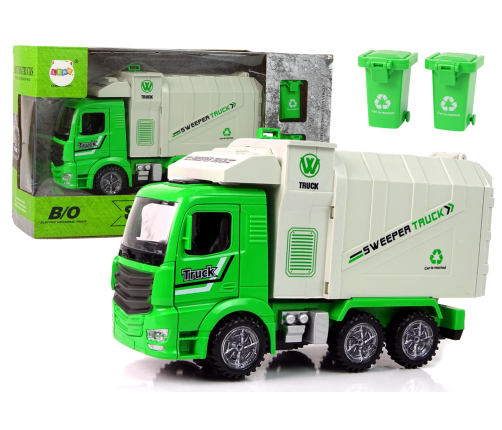 Green Refuse Truck Moving Container Luminous Wheels