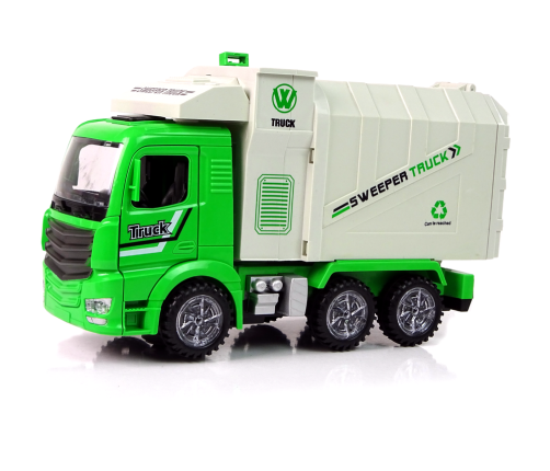 Green Refuse Truck Moving Container Luminous Wheels