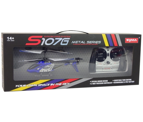 SYMA S107G helicopter  + Remote control + Rechargeable battery Blue