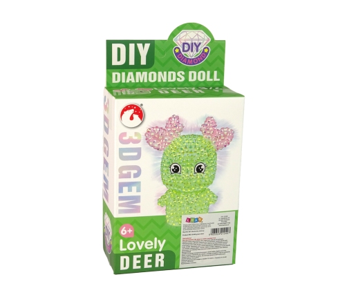 DIY Diamond Creative Kit  Green Reindeer Crystals Sequins 3D Keyring