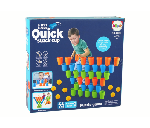 Cups Puzzle Game 3 in 1 44 Pieces