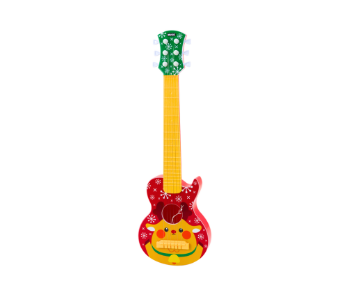 Toy Guitar for Children, Adjustable Strings, Red Reindeer