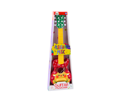 Toy Guitar for Children, Adjustable Strings, Red Reindeer