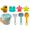 Sand Bucket Set Shovel Rake Strainer Moulds Pastel