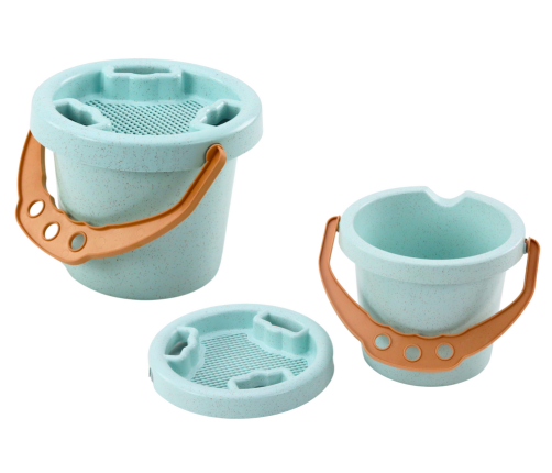 Sand Bucket Set Shovel Rake Strainer Moulds Pastel