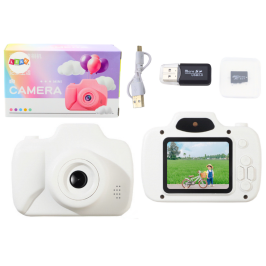 Camera For Kids Photos Recording Games Memory Card 64GB White