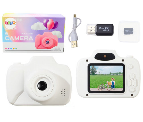 Camera For Kids Photos Recording Games Memory Card 64GB White