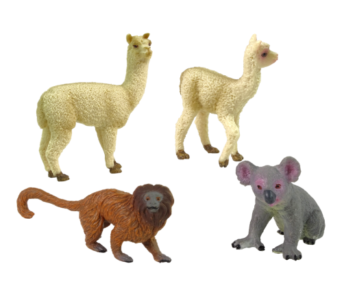 Set of Figures Africa Wild Animals Koala Gorilla Lama Giraffe