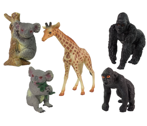 Set of Figures Africa Wild Animals Koala Gorilla Lama Giraffe