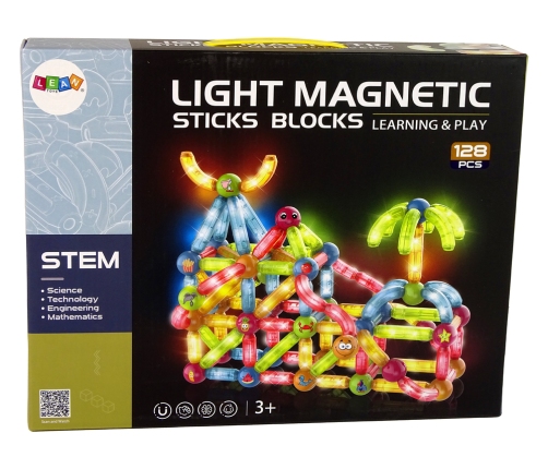 Glowing Ball Slide Magnetic Blocks 128 Elements