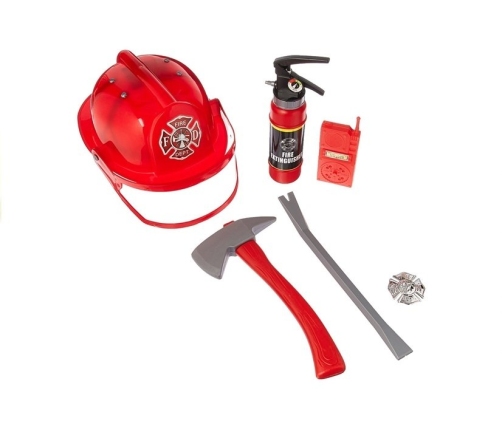 Firefighter Costume with Accessories - helmet, fire extinguisher, crowbar