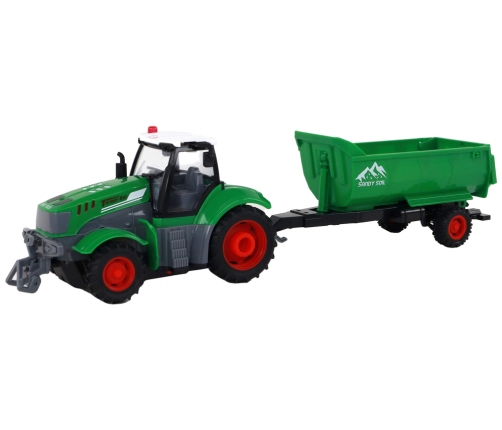 R/C Tractor with Trailer 1:24 Lights Green