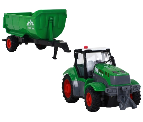 R/C Tractor with Trailer 1:24 Lights Green