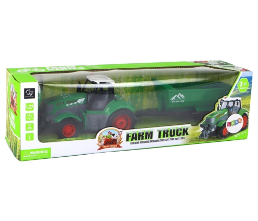 R/C Tractor with Trailer 1:24 Lights Green