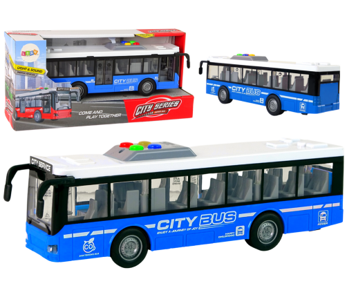 Battery Powered Bus Lights Sounds Friction Drive Blue 1:16