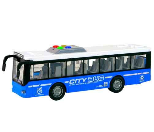 Battery Powered Bus Lights Sounds Friction Drive Blue 1:16