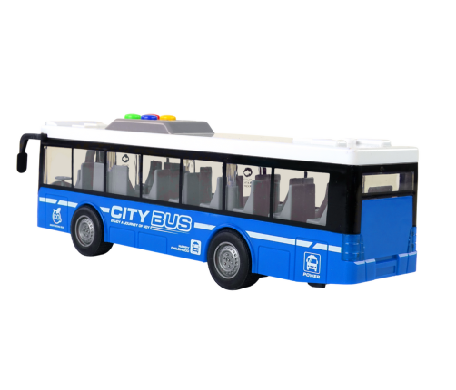 Battery Powered Bus Lights Sounds Friction Drive Blue 1:16