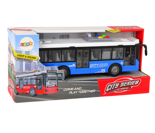 Battery Powered Bus Lights Sounds Friction Drive Blue 1:16