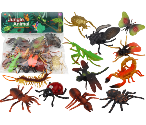 Set of Insect Figurines 12 Pieces Ladybug Spider Fly