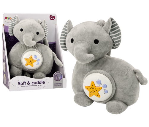 Plush Elephant Projector Sleeper Elephant Gray Cuddly Toy Stars Melodies