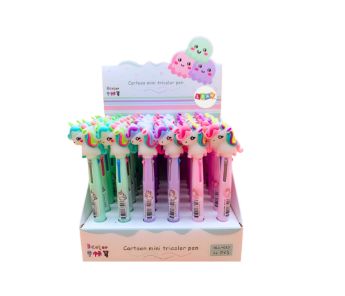 Multicolor Unicorn Automatic Pen 3 Colors Mix