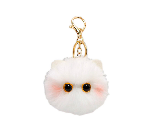 Plush Cat Keychain Ornament Eyes Ears White