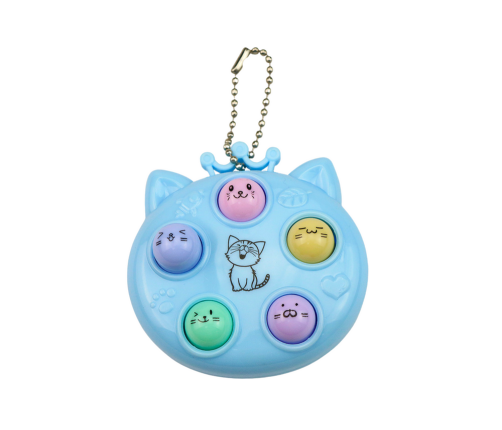 Keychain Mini Arcade Game Wac A Mole Kittens Blue