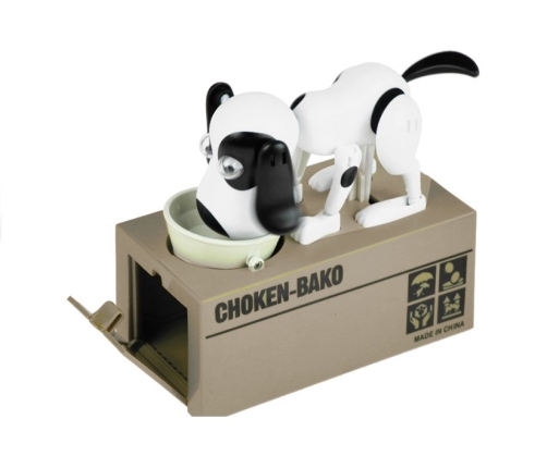 Dog Piggy Bank Robotic Coin Munching Toy Money Box White - Black