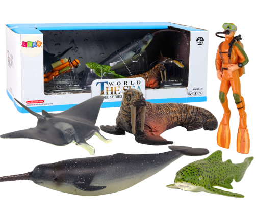 Sea Animals Figure Set Arctic Walrus Narwhal