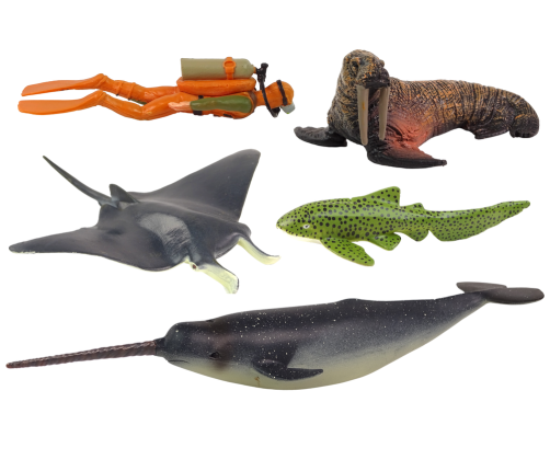 Sea Animals Figure Set Arctic Walrus Narwhal