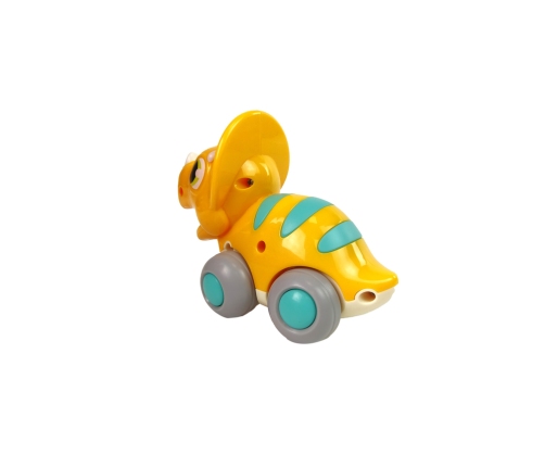 Dinosaur on Wheels Yellow Triceratops Figurine