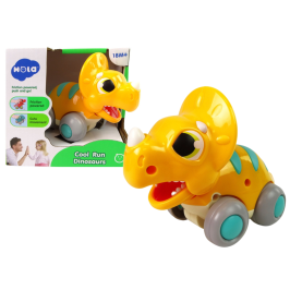 Dinosaur on Wheels Yellow Triceratops Figurine