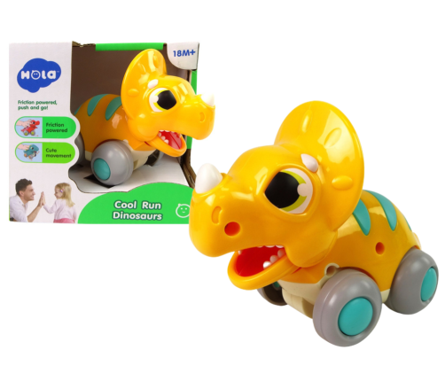 Dinosaur on Wheels Yellow Triceratops Figurine