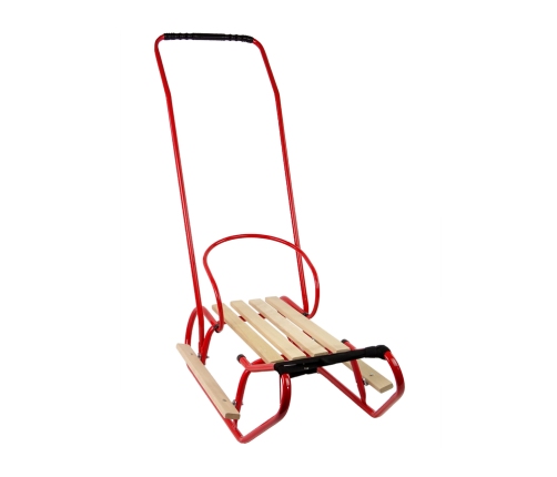 Metal Sled with Push Bar Backrest Strap Red