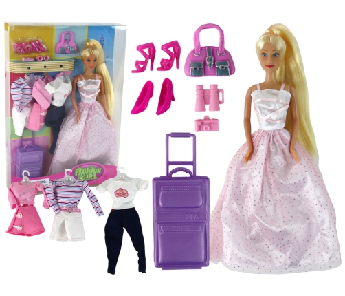 Children's Doll Long Hair Suitcase Clothes