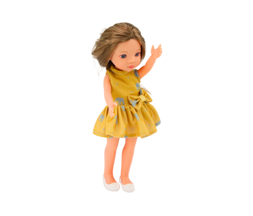 Doll Yellow Dress Brown Hair Large Doll 33cm