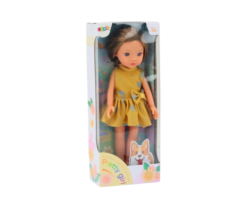 Doll Yellow Dress Brown Hair Large Doll 33cm