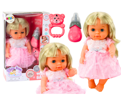 Doll In Light Pink Dress Peeing Bottle Rattle Sounds