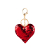 Heart Keychain Sequins Double Sided Silver Red