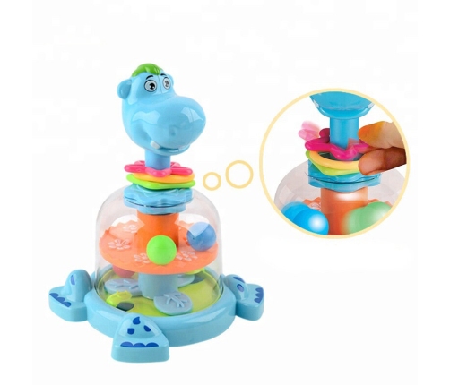 Hippopotamus Spinning Top With Balls For Babies Blue