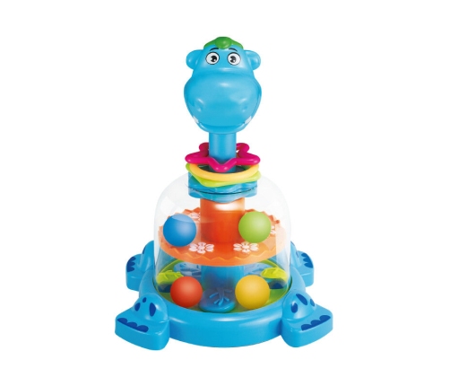 Hippopotamus Spinning Top With Balls For Babies Blue