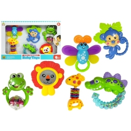 Set of Rattles Chews Coloured Animals Teddy Bear Frog