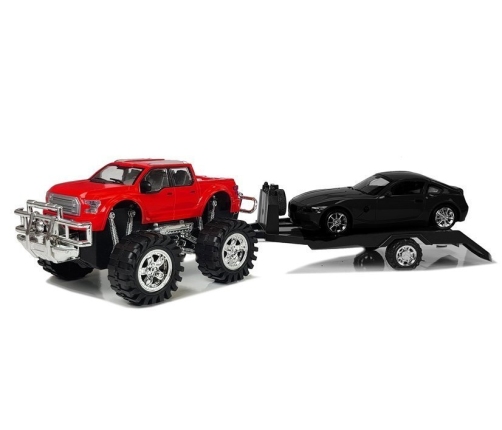 Set of Vehicles Red Monster Truck Black BMW Caravan 58 cm