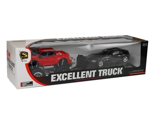 Set of Vehicles Red Monster Truck Black BMW Caravan 58 cm