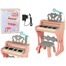 Electric Pink Organ Pianino with Chair 25 Keys