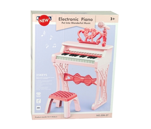 Electric Pink Organ Pianino with Chair 25 Keys